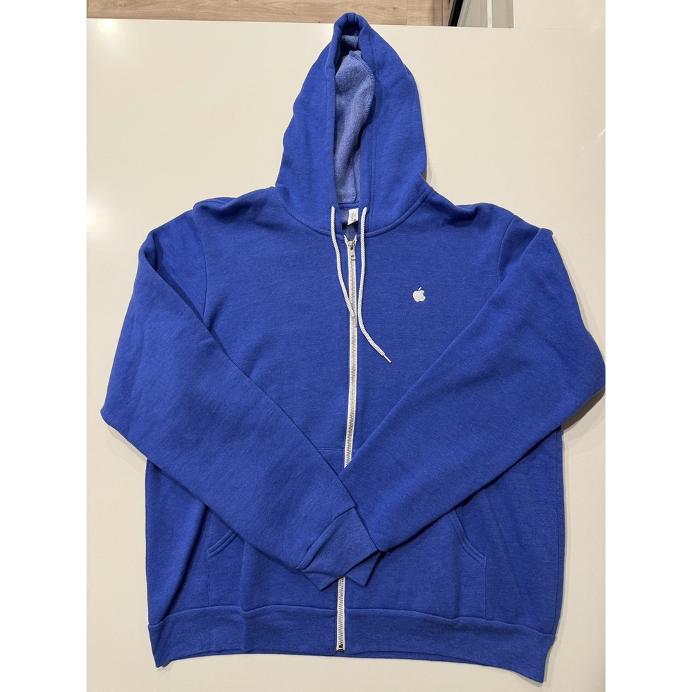 Bella+Canvas Apple Logo Full Zip Hoodie Blue Mens Extra Large Pre-Owned